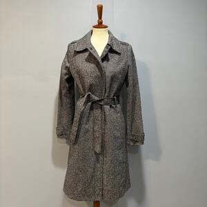 Vintage Y2K Old Navy gray tweed snap-front coat with a belt, size Medium